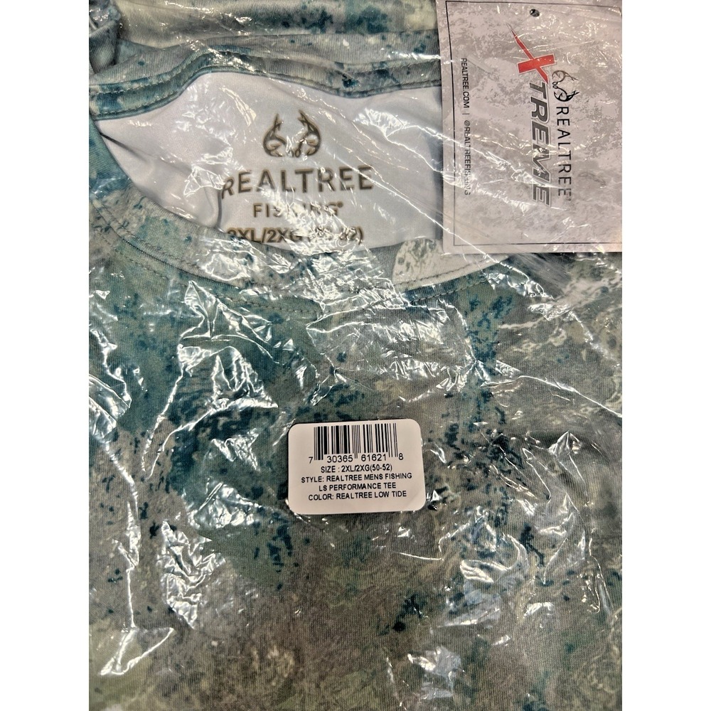 Realtree Fishing Extreme Long Sleeve Shirt 2XL Aqua Camo Moisture Wicking NWT - Picture 5 of 9